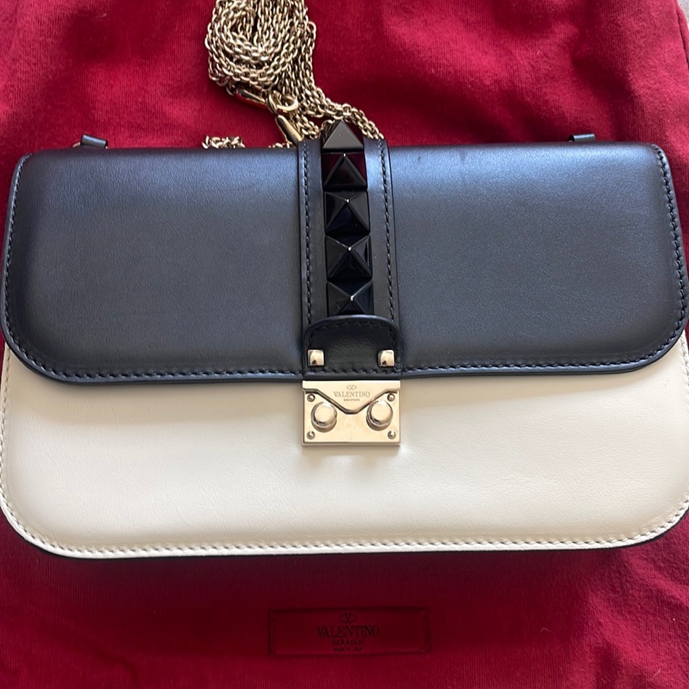 Valentino Glam Rock Bag - black and white with black hardware